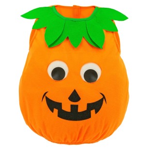 Déguisement de citrouille pour bébé avec combinaison orange et verte 2