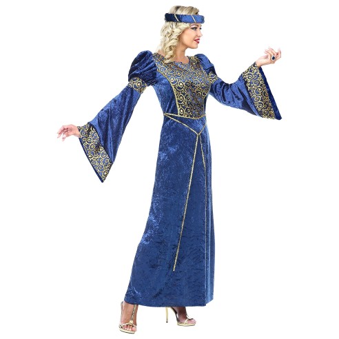 Déguisement dame renaissance pour adulte avec grande robe bleue