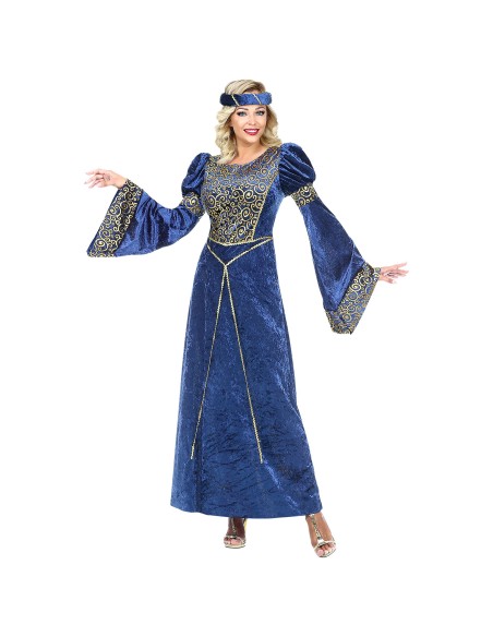 Déguisement dame renaissance pour adulte avec grande robe bleue