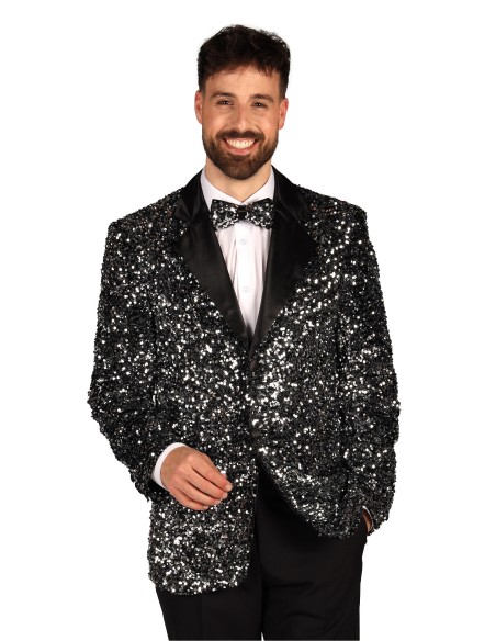 Location veste paillettes disco  homme argent