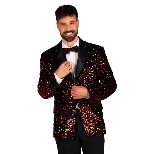 Location veste paillettes disco  homme rouge