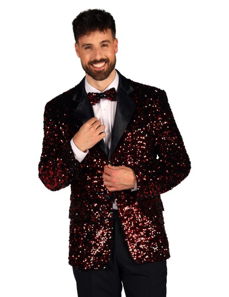 Location veste paillettes disco  homme rouge