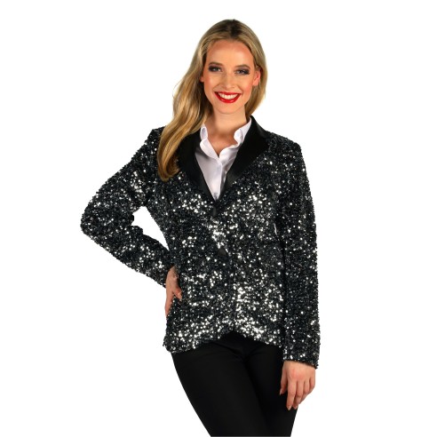Location veste paillettes disco  femme argent