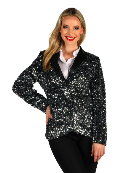 Location veste paillettes disco  femme argent