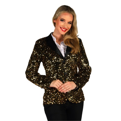 Location veste paillettes disco  femme or