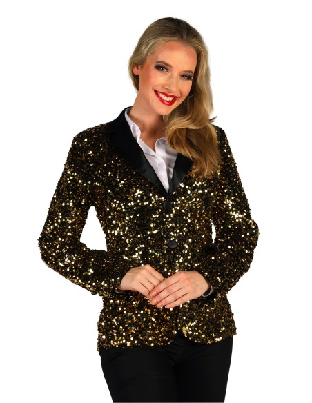 Location veste paillettes disco  femme or