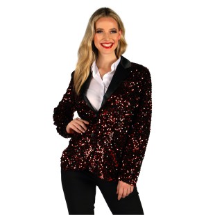 Location veste paillettes disco  femme rouge