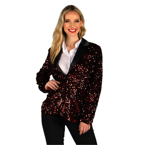 Location veste paillettes disco  femme rouge