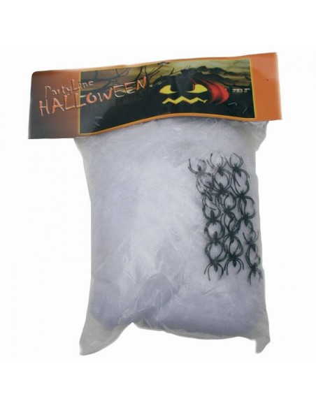 Toile d'araignée blanche 400g + 15 araignées - Décoration Halloween