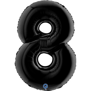Ballon mylar chiffre 8 géant couleur noir air/hélium pour anniversaire
