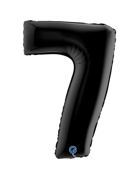 Ballon mylar chiffre 7 géant couleur noir air/hélium pour anniversaire