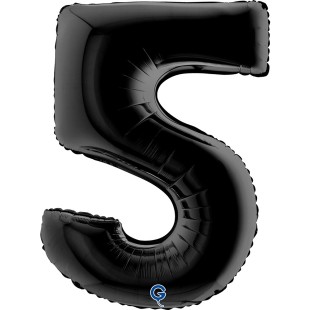 Ballon mylar chiffre 5 géant couleur noir air/hélium pour anniversaire