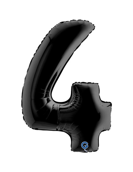 Ballon mylar chiffre 4 géant couleur noir air/hélium pour anniversaire