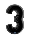 Ballon chiffre 3 noir géant mylar