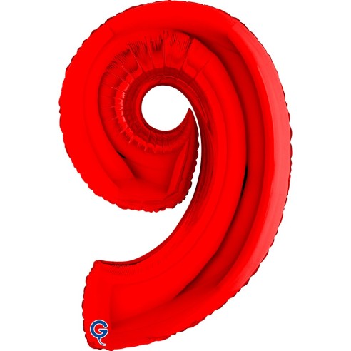 Ballon mylar chiffre 9 géant rouge air/hélium pour anniversaire