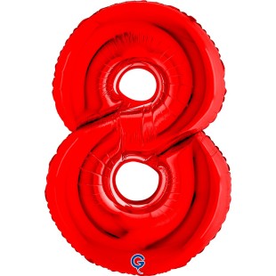 Ballon mylar chiffre 8 géant rouge air/hélium pour anniversaire