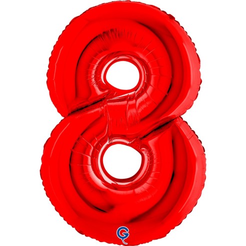 Ballon mylar chiffre 8 géant rouge air/hélium pour anniversaire