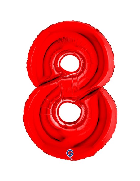 Ballon mylar chiffre 8 géant rouge air/hélium pour anniversaire