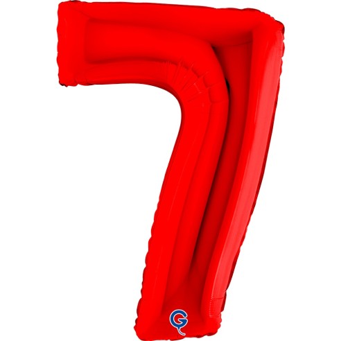 Ballon mylar chiffre 7 géant rouge air/hélium pour anniversaire