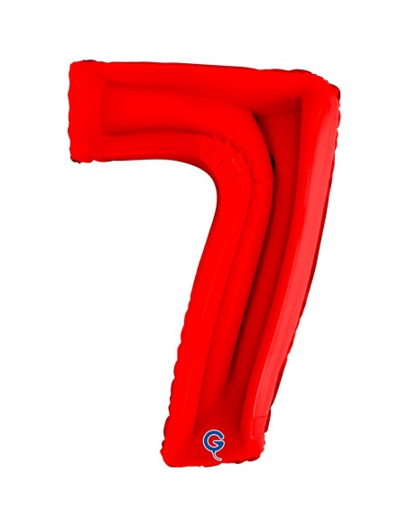 Ballon mylar chiffre 7 géant rouge air/hélium pour anniversaire