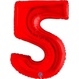 Ballon mylar chiffre 5 géant rouge air/hélium pour anniversaire