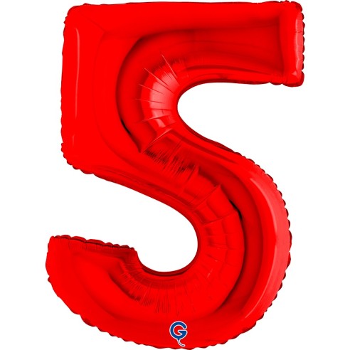 Ballon mylar chiffre 5 géant rouge air/hélium pour anniversaire