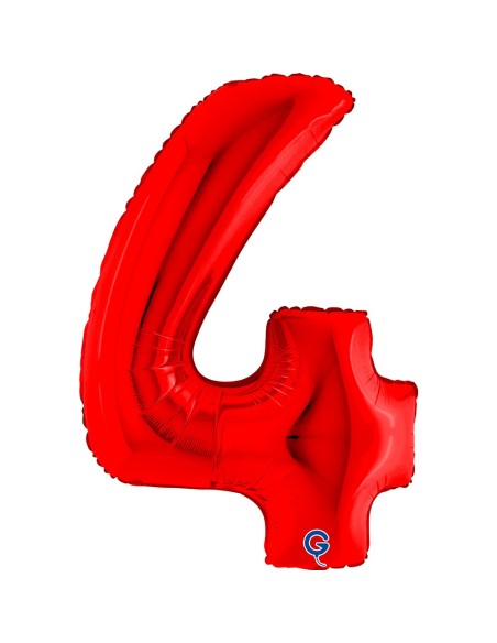 Ballon mylar chiffre 4 géant rouge air/hélium pour anniversaire