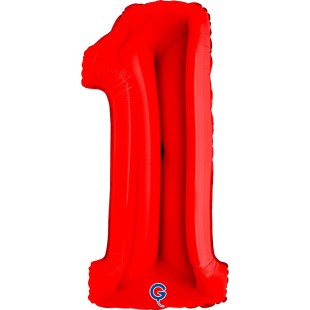 Ballon mylar chiffre 1 géant rouge air/hélium pour anniversaire