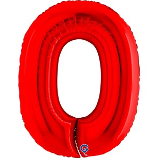 Ballon mylar chiffre 0 géant rouge air/hélium pour anniversaire