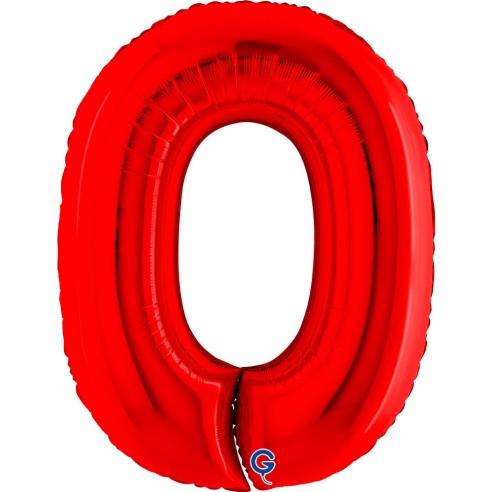 Ballon mylar chiffre 0 géant rouge air/hélium pour anniversaire