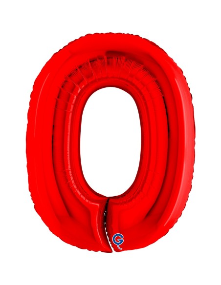 Ballon mylar chiffre 0 géant rouge air/hélium pour anniversaire