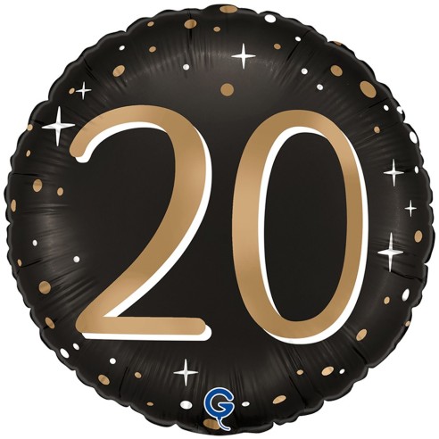 Ballon anniversaire 20 ans aluminium air/hélium pour anniversaire