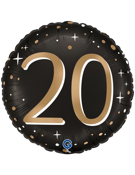 Ballon anniversaire 20 ans aluminium air/hélium pour anniversaire