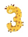 Ballon girafe chiffre 3 gonflage air/hélium pour anniversaire enfant
