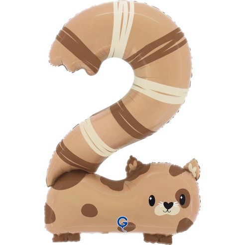 Ballon chat chiffre 2 gonflage air/hélium pour anniversaire enfant