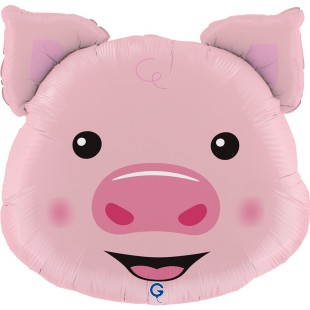 Ballon en forme de tête de cochon rose gonflage à l'hélium