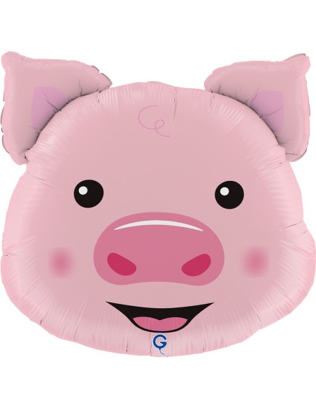 Ballon en forme de tête de cochon rose gonflage à l'hélium