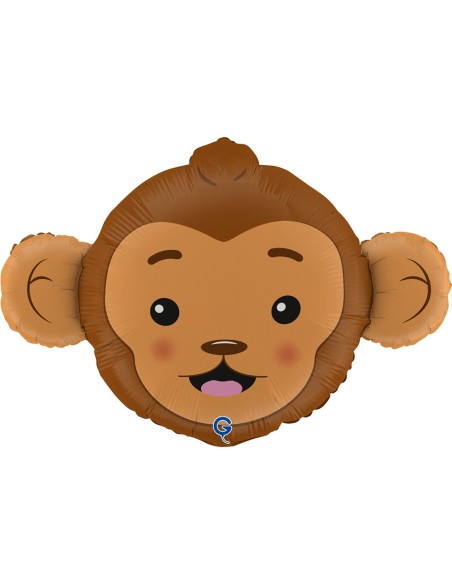 Ballon en forme de tête de singe gonflage à l'hélium pour enfant