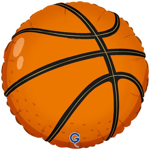 Ballon rond alu imprimé thème basket-ball avec gonflage à l'hélium