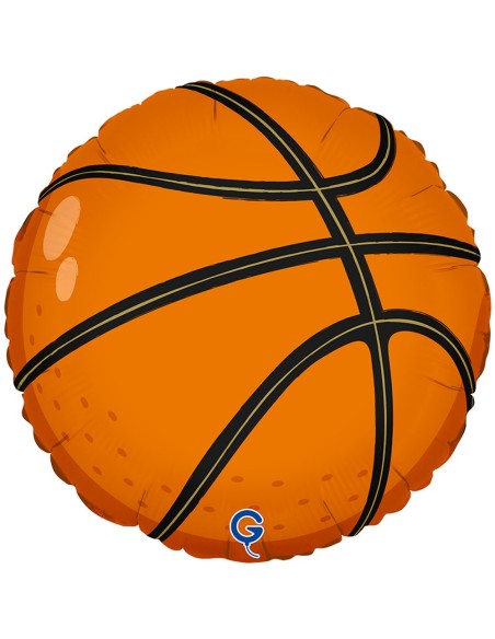 Ballon rond alu imprimé thème basket-ball avec gonflage à l'hélium