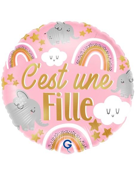 Ballon baby shower rose C'est Une Fille gonflage à l'hélium