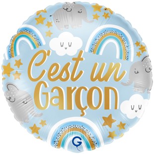 Ballon baby shower bleu C'est Un Garçon gonflage à l'hélium