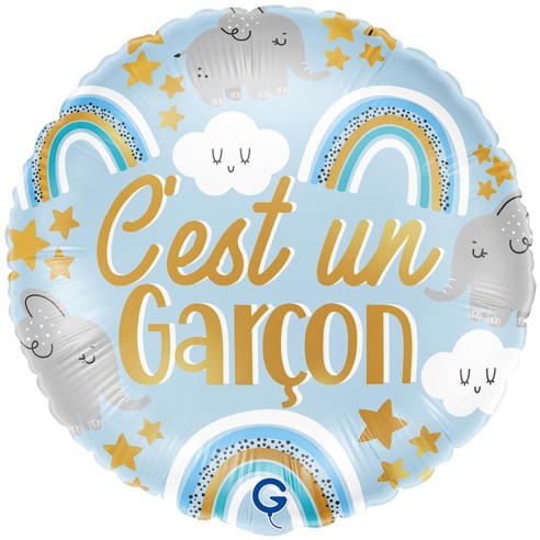 Ballon baby shower bleu C'est Un Garçon gonflage à l'hélium