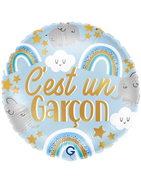 Ballon baby shower bleu C'est Un Garçon gonflage à l'hélium