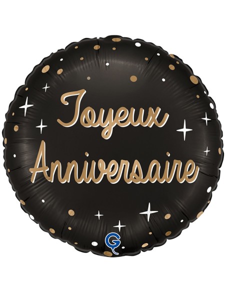 Ballon Joyeux Anniversaire aluminium gonflage hélium pour anniversaire