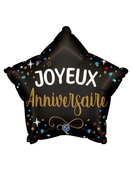 Ballon Joyeux Anniversaire étoile gonflage hélium pour anniversaire