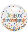 Ballon Joyeux Anniversaire confettis gonflage hélium pour anniversaire