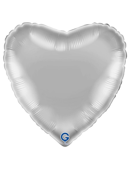 Ballon coeur couleur brillant aluminium 46cm pour déco mariage