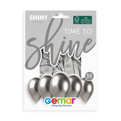 Lot de 5 ballons couleur shiny latex brillants pour déco de salle