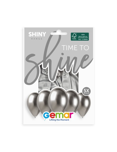 Lot de 5 ballons couleur shiny latex brillants pour déco de salle